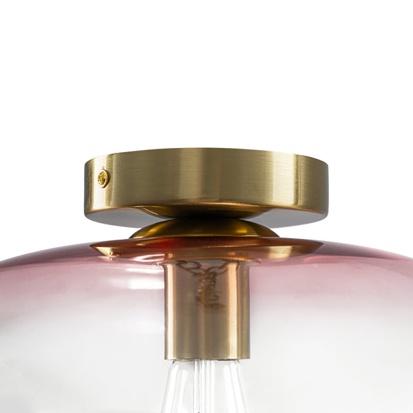 1-Light Ombre Oval Glass Semi-flush Mount