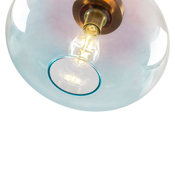 1-Light Ombre Oval Glass Semi-flush Mount