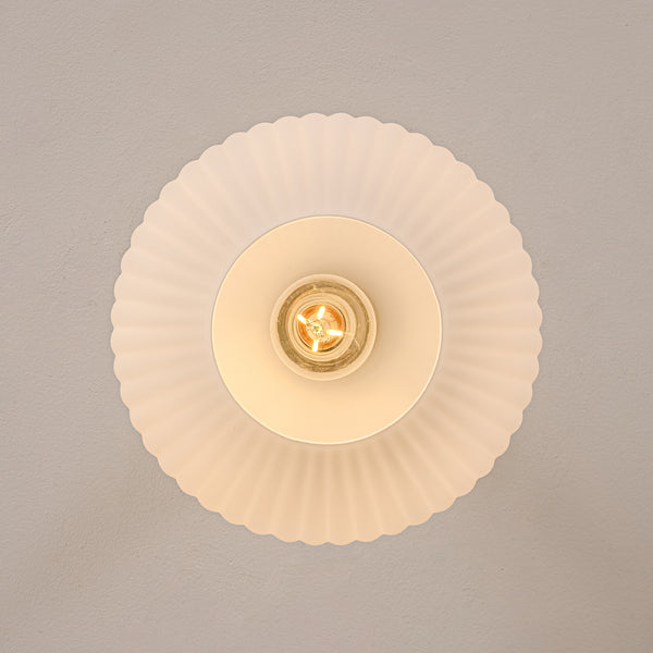 1-Light Oval Opal Ribbed Glass Semi-flush Mount