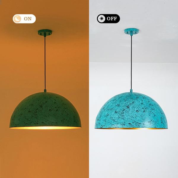 1-Light Turquoise Speckled Oversized Domed Pendant