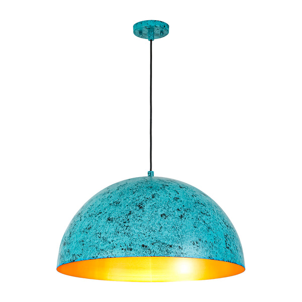 1-Light Turquoise Speckled Oversized Domed Pendant