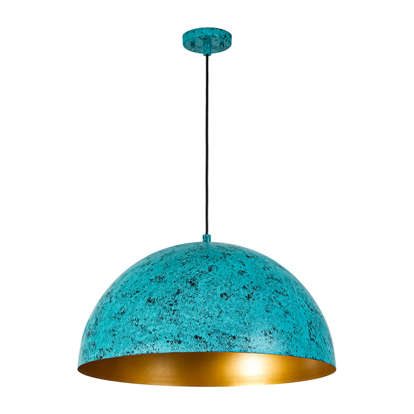1-Light Turquoise Speckled Oversized Domed Pendant