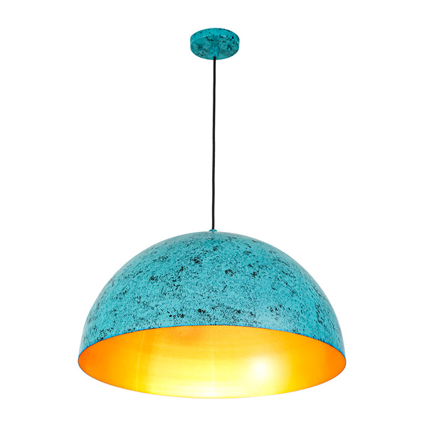 1-Light Turquoise Speckled Oversized Domed Pendant