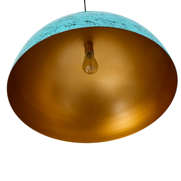 1-Light Turquoise Speckled Oversized Domed Pendant