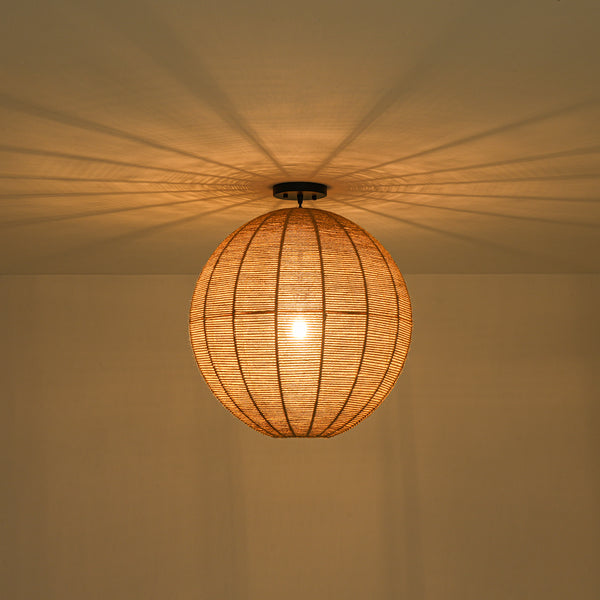Boho 1-Light Oversized Hemp Cord Woven Sphere Pendant
