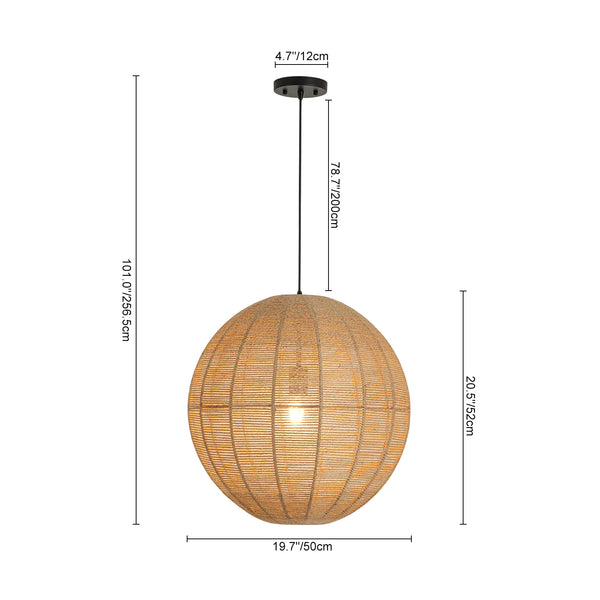Boho 1-Light Oversized Hemp Cord Woven Sphere Pendant