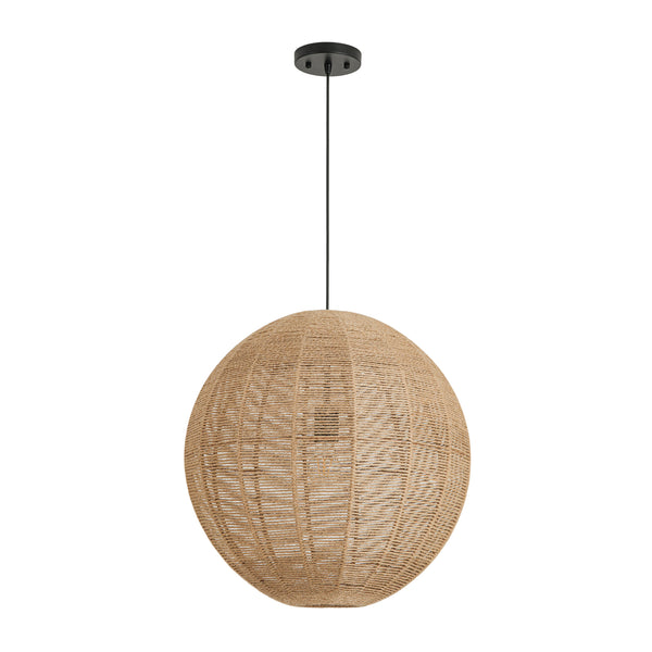 Boho 1-Light Oversized Hemp Cord Woven Sphere Pendant