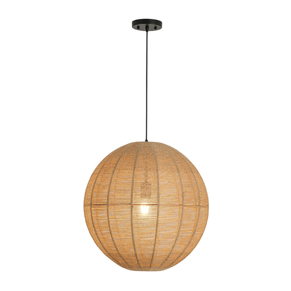 Boho 1-Light Oversized Hemp Cord Woven Sphere Pendant