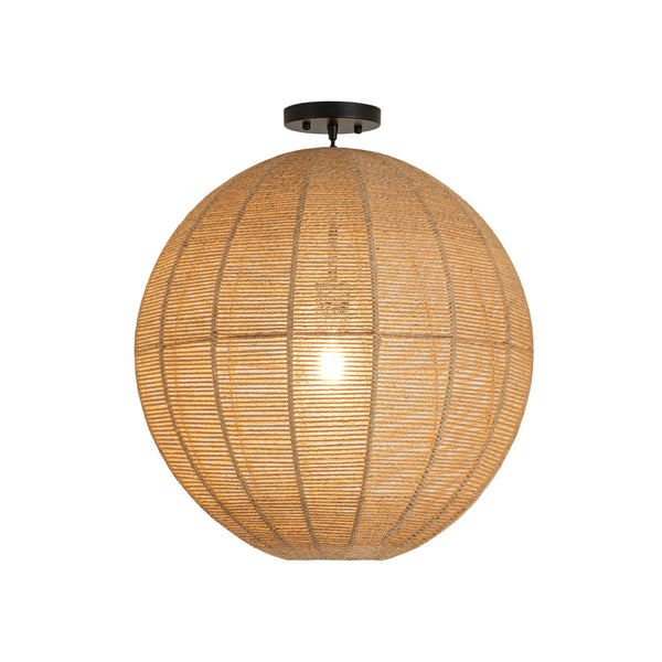 Boho 1-Light Oversized Hemp Cord Woven Sphere Pendant