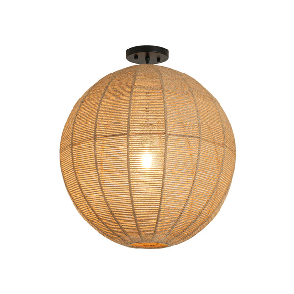 Boho 1-Light Oversized Hemp Cord Woven Sphere Pendant