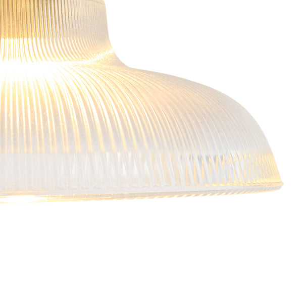 Modern Ribbed Glass Brass Single-Light Semi-flush Mount
