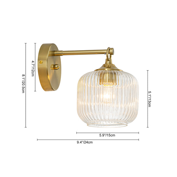 1-Light Ribbed Lantern Glass Single Wall Sconce