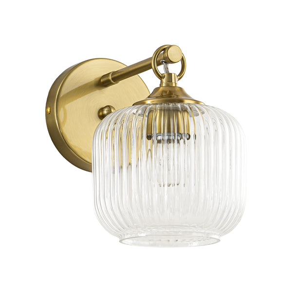 1-Light Ribbed Lantern Glass Single Wall Sconce