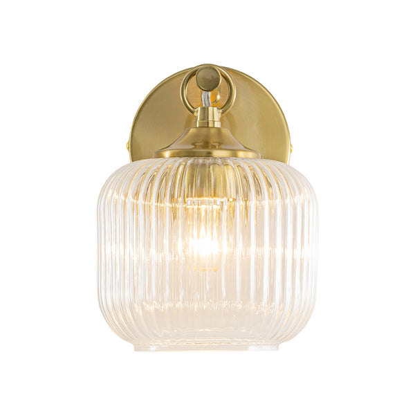 1-Light Ribbed Lantern Glass Single Wall Sconce