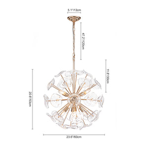 12-Light Flower-burst Dandelion Sputnik Globe Pendant