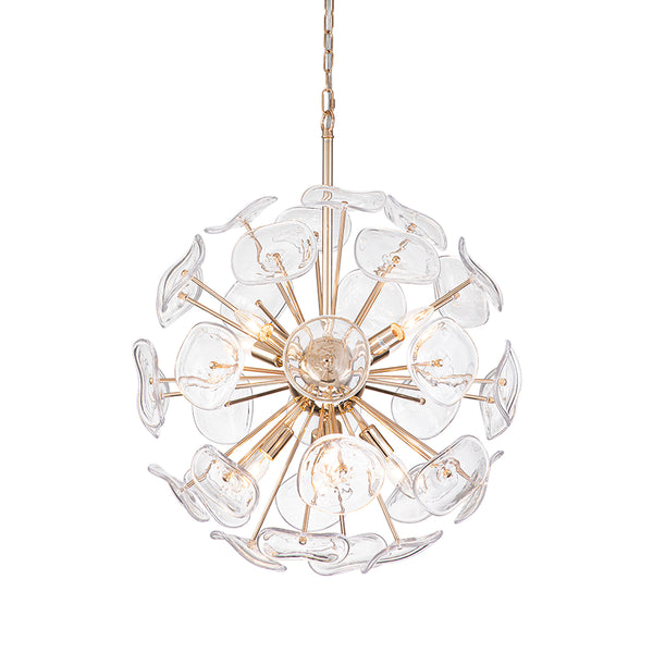 12-Light Flower-burst Dandelion Sputnik Globe Pendant