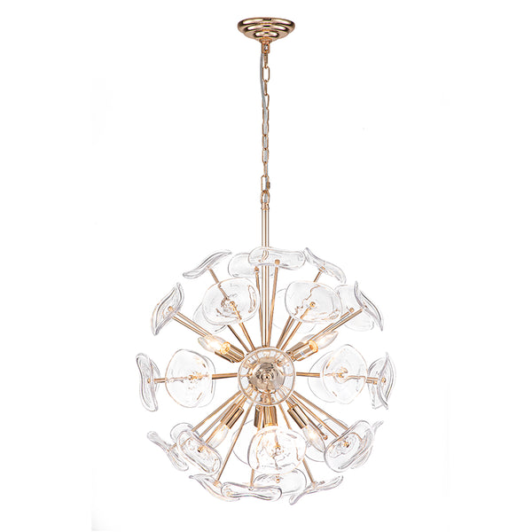 12-Light Flower-burst Dandelion Sputnik Globe Pendant