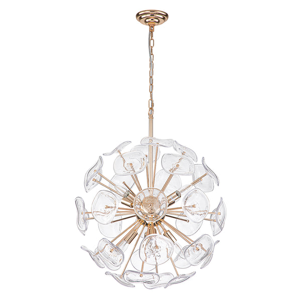 12-Light Flower-burst Dandelion Sputnik Globe Pendant