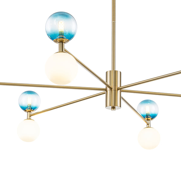 Ornate Glam 12-Light Blue Mixed Frosted Glass Sphere Chandelier