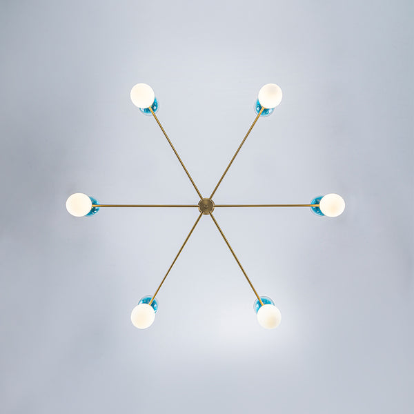 Ornate Glam 12-Light Blue Mixed Frosted Glass Sphere Chandelier