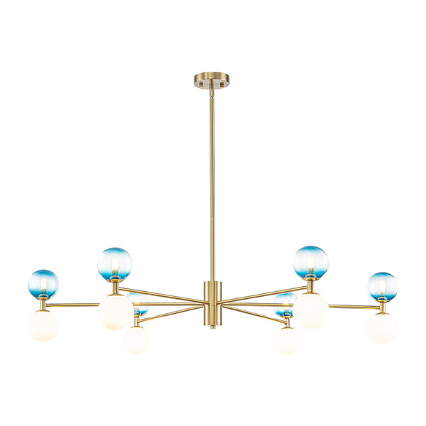 Ornate Glam 12-Light Blue Mixed Frosted Glass Sphere Chandelier