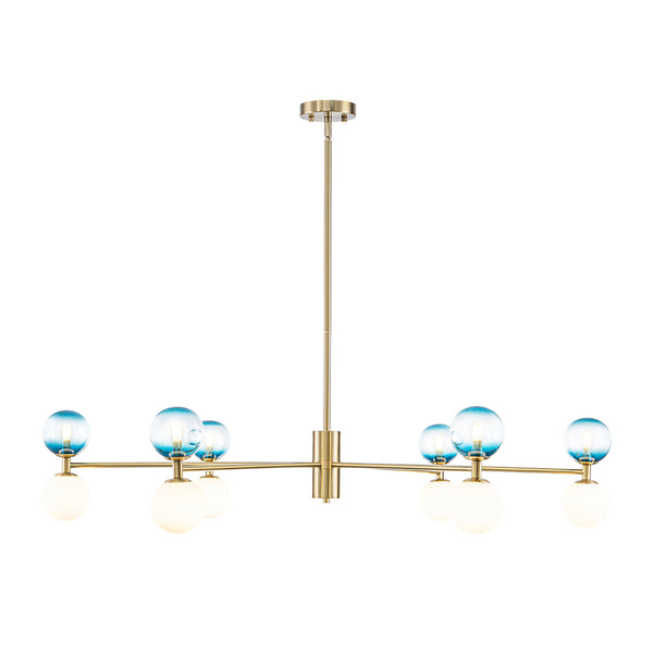 Ornate Glam 12-Light Blue Mixed Frosted Glass Sphere Chandelier