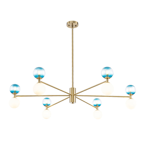 Ornate Glam 12-Light Blue Mixed Frosted Glass Sphere Chandelier