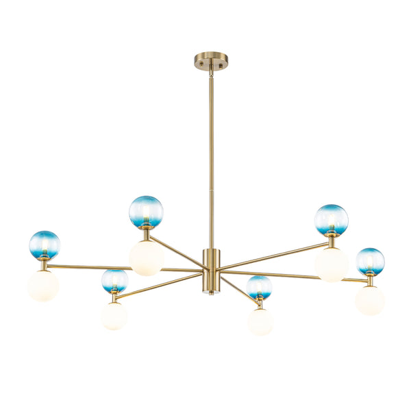 Ornate Glam 12-Light Blue Mixed Frosted Glass Sphere Chandelier