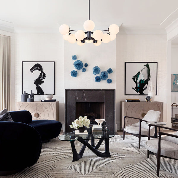 12-Light Modern Decorative Frosted Glass Globe Chandelier