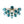 15-Light Teal Ombre Glass Bubble Sunburst Flush Mount