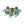 15-Light Teal Ombre Glass Bubble Sunburst Flush Mount
