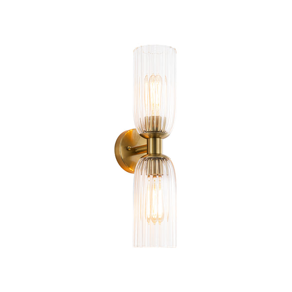 2-Light Cylinder Tube Ribbed Glass Vanity Light