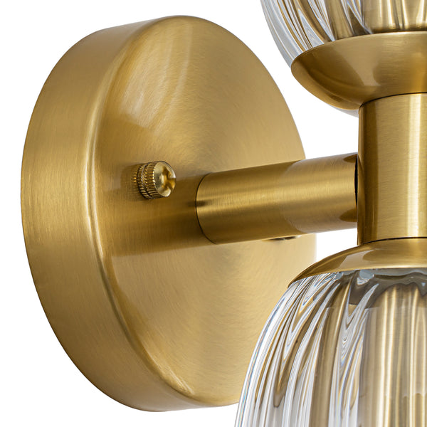 2-Light Cylinder Tube Ribbed Glass Vanity Light