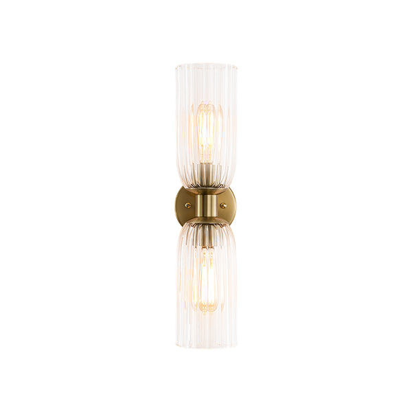 2-Light Cylinder Tube Ribbed Glass Vanity Light