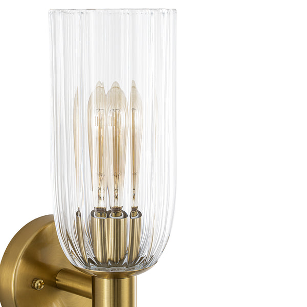 2-Light Cylinder Tube Ribbed Glass Vanity Light
