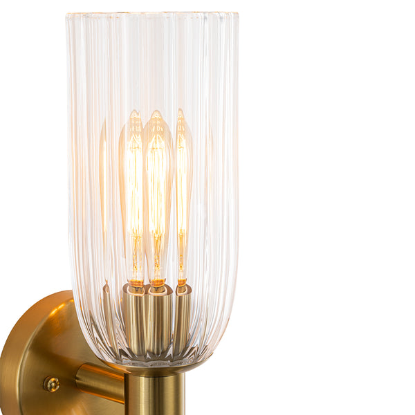 2-Light Cylinder Tube Ribbed Glass Vanity Light