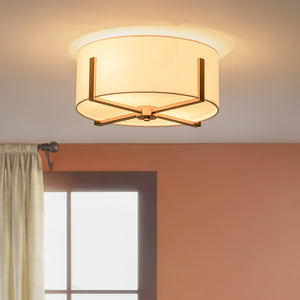 2-Light Fabric Lampshade Drum Semi-Flush Mount