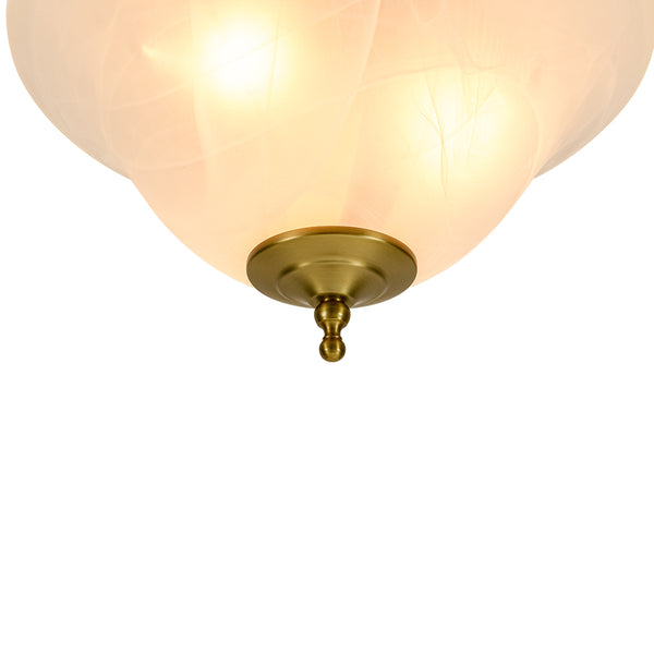 3-Light Alabaster Glass Flared Flush Mount Ceiling Light