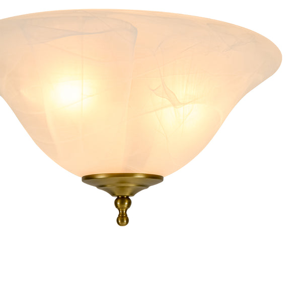 3-Light Alabaster Glass Flared Flush Mount Ceiling Light