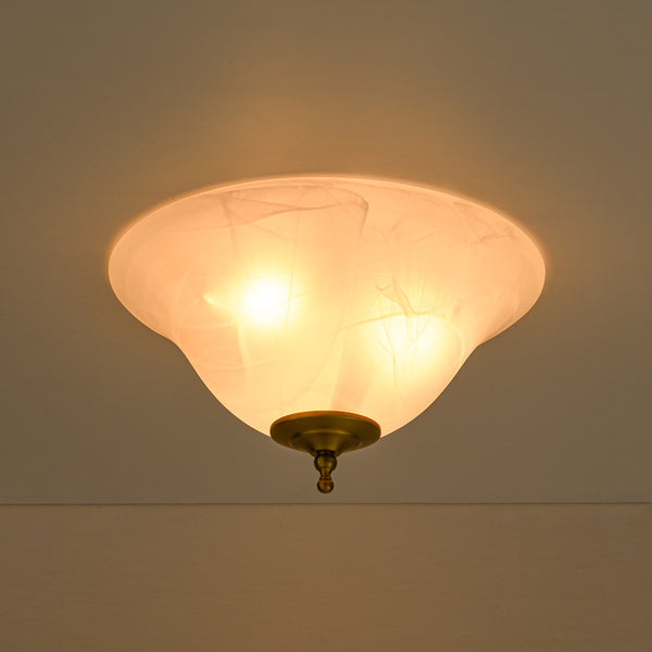 3-Light Alabaster Glass Flared Flush Mount Ceiling Light