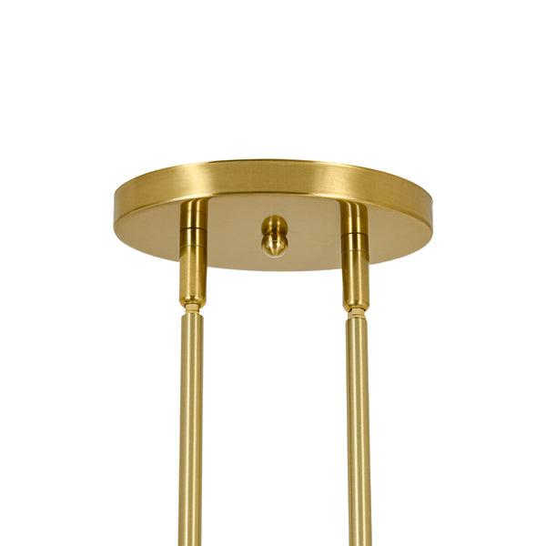 3-Light Brass Ribbed Glass Globe Island Pendant