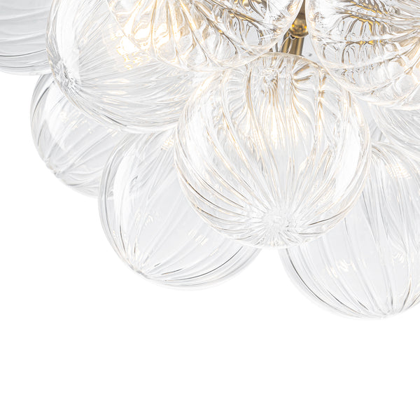 3-Light Clear Ribbed Glass Bubble Cluster Semi-flush Mount
