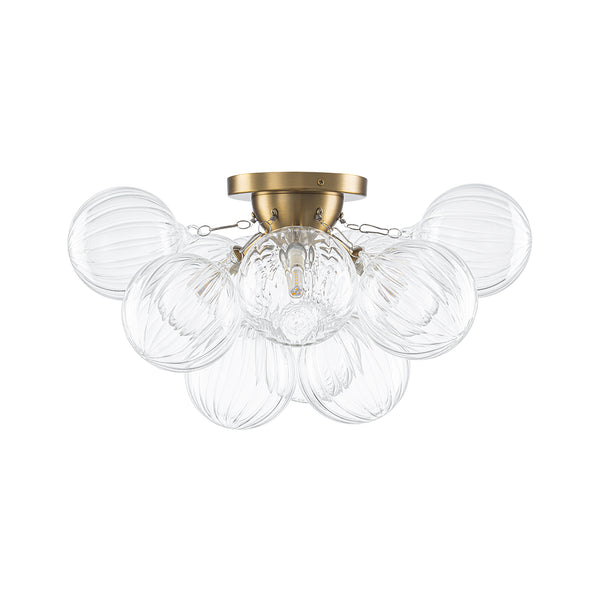 3-Light Clear Ribbed Glass Bubble Cluster Semi-flush Mount