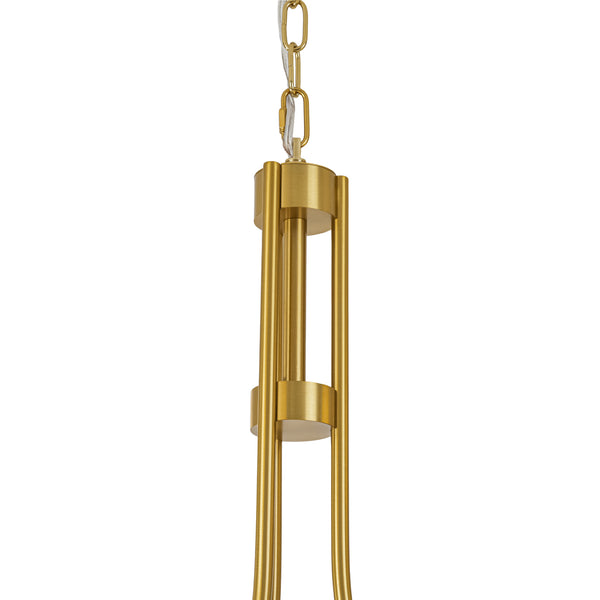 3-Light Polished Opal Glass Arched Metal Arm Radial Chandelier