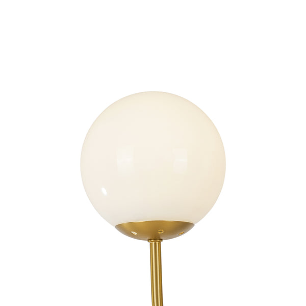 3-Light Polished Opal Glass Arched Metal Arm Radial Chandelier
