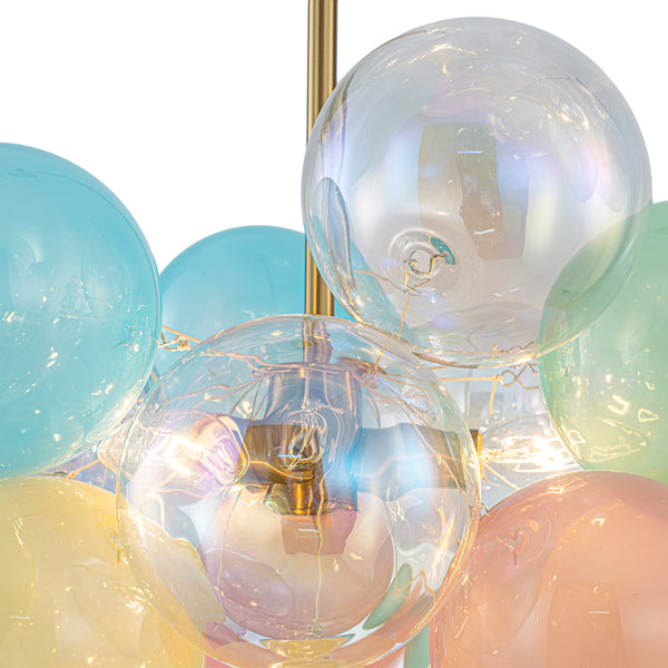 3-Light Pastel Bubble Glass Cluster Chandelier