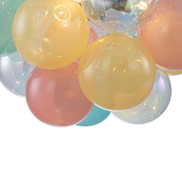 3-Light Pastel Bubble Glass Cluster Chandelier