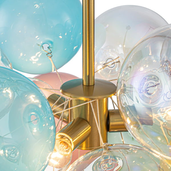 3-Light Pastel Bubble Glass Cluster Chandelier
