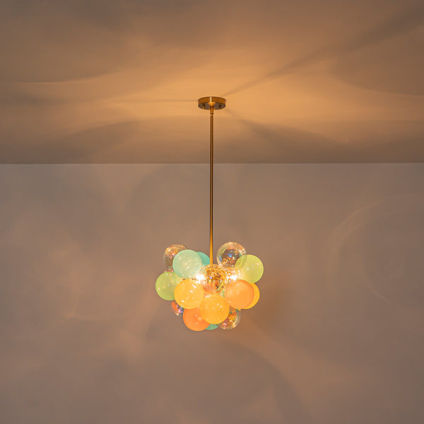 3-Light Pastel Bubble Glass Cluster Chandelier
