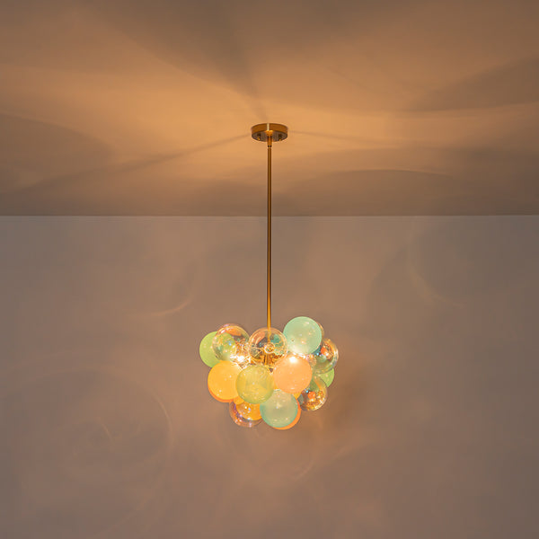 3-Light Pastel Bubble Glass Cluster Chandelier